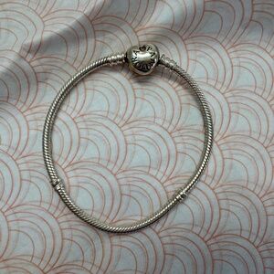 Pandora Sterling Silver Moments Heart & Snake Chain Bracelet